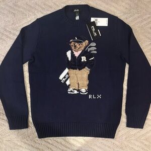 Polo Ralph Lauren Navy Bear Crewneck Golf RLX Sweater unisex S
